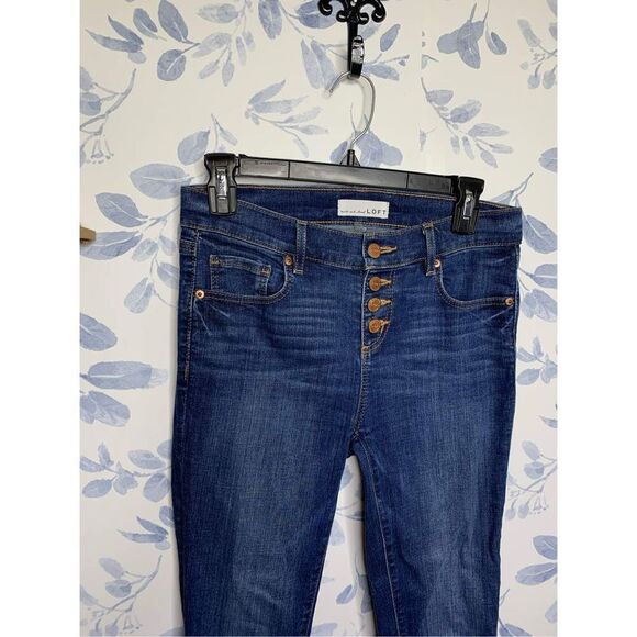 Loft Modern Skinny Jeans Women’s Size 0 Mid Rise Button Fly Released Hem Stretch - Picture 3 of 8